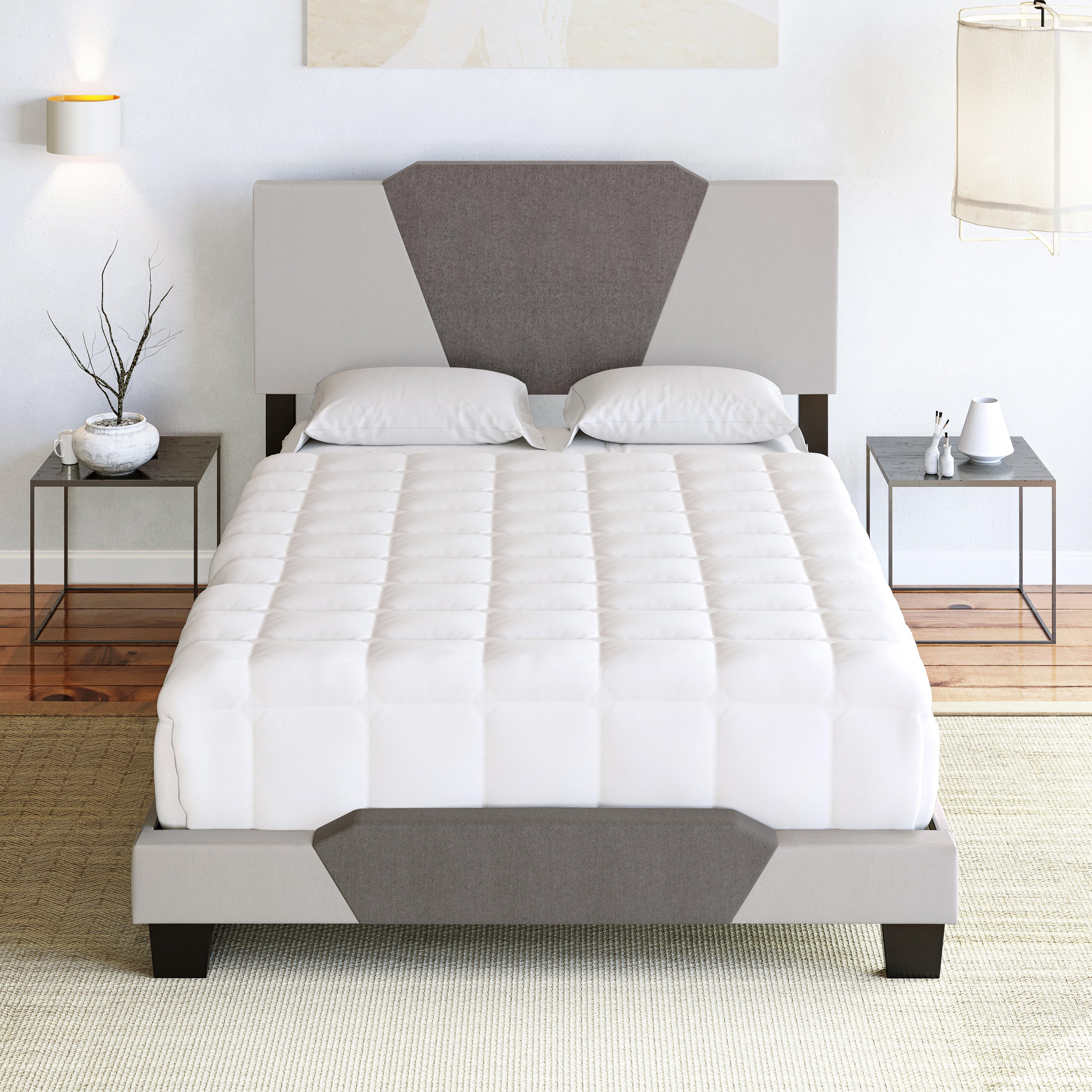 Rent to Own Boyd Sleep Trimble King Tan & Beige Fabric Bed with 11" Woodhaven Plush Pillow Top